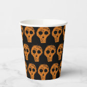Halloween Orange Skull Pattern Pappbecher (Links)