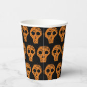 Halloween Orange Skull Pattern Pappbecher (Rechts)