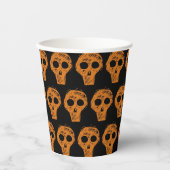 Halloween Orange Skull Pattern Pappbecher (Vorderseite)