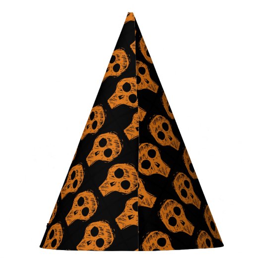 Halloween Orange Skull Pattern Partyhütchen (Rückseite)