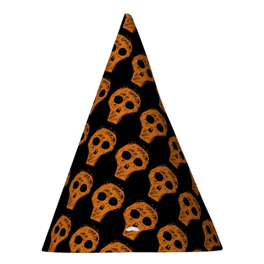 Halloween Orange Skull Pattern Partyhütchen (Rechts)