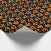 Halloween Orange Skull Pattern Schwarz Geschenkpapier (Ecke)