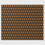Halloween Orange Skull Pattern Schwarz Geschenkpapier (Flach)