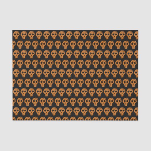Halloween Orange Skull Pattern Schwarz Seidenpapier (Vorderseite)