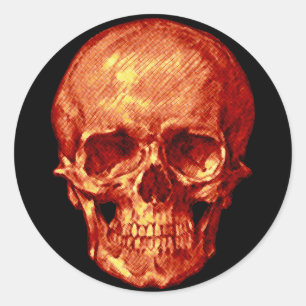 Halloween Orange Skull Runder Aufkleber