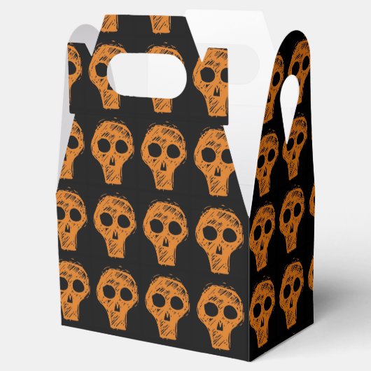 Halloween Orange Skulls Pattern Schwarz Geschenkschachtel (Geöffnet)