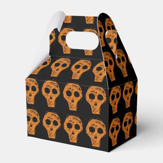 Halloween Orange Skulls Pattern Schwarz Geschenkschachtel (Vorderseite)