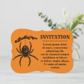 Halloween Orange Spider Einladung (Stehend Vorderseite)