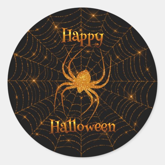 Halloween - Orange Spider Web Round Aufkleber (Vorderseite)