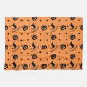 Halloween Orange Spooky Pumpkin Hexe Geschirrtuch (Horizontal)