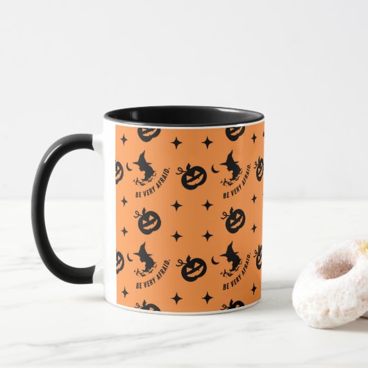 Halloween Orange Spooky Pumpkin Hexe Tasse (Mit Donut)