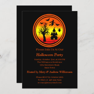 Halloween Orange Sunset Hexe Spuk House Party Einladung