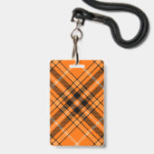 Halloween Orange Tartan Ausweis (Rückseite mit Lanyard)
