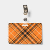 Halloween Orange Tartan Ausweis (Rückseite mit Clip)
