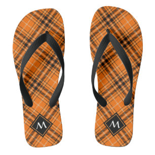 Halloween Orange Tartan Badesandalen