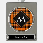 Halloween Orange Tartan Banner-Ornament Silber (Vorderseite)