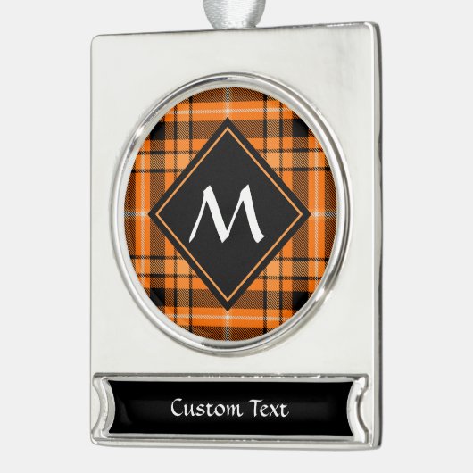 Halloween Orange Tartan Banner-Ornament Silber (Links)