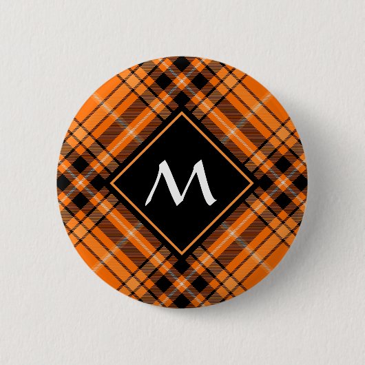 Halloween Orange Tartan Button (Vorderseite)