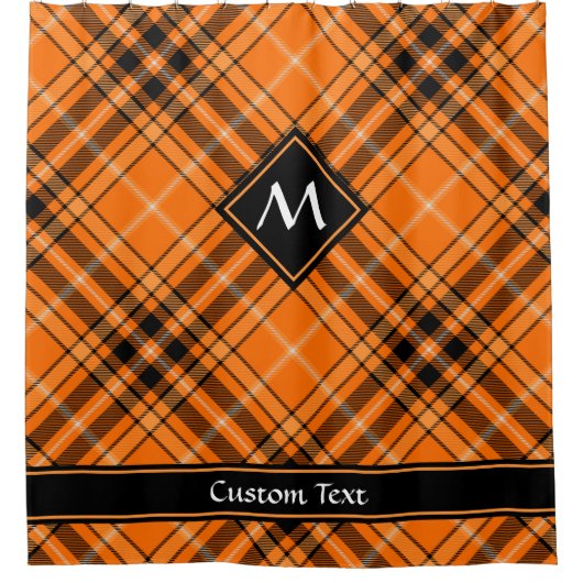 Halloween Orange Tartan Duschvorhang (Vorderseite)