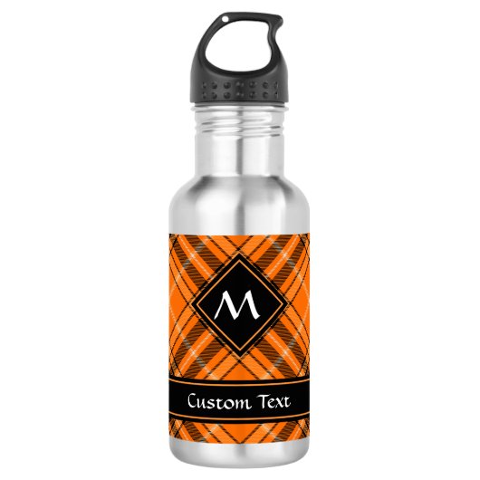 Halloween Orange Tartan Edelstahlflasche (Vorderseite)