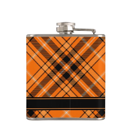 Halloween Orange Tartan Flachmann (Rückseite)