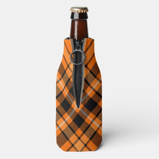 Halloween Orange Tartan Flaschenkühler (Flasche Rückseite)