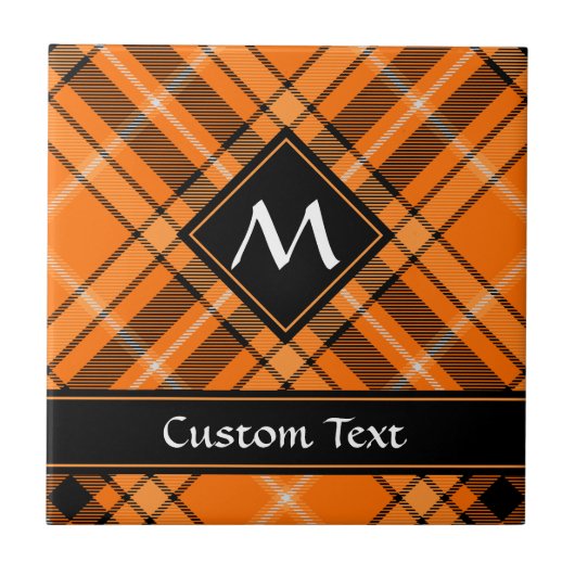 Halloween Orange Tartan Fliese (Vorderseite)