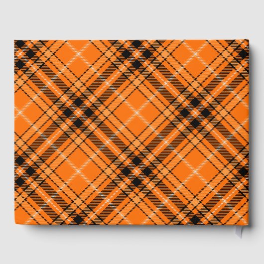 Halloween Orange Tartan Gästebuch (Rückseite)
