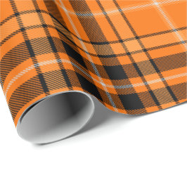 Halloween Orange Tartan Geschenkpapier