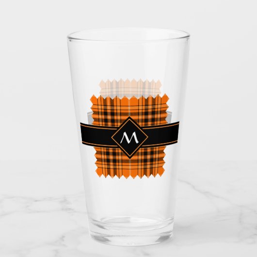 Halloween Orange Tartan Glas (Vorderseite)