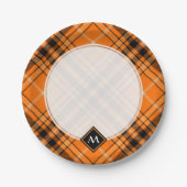 Halloween Orange Tartan Pappteller (Vorderseite)