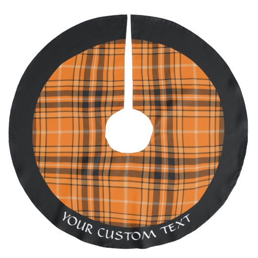 Halloween Orange Tartan Polyester Weihnachtsbaumdecke (Vorderseite)