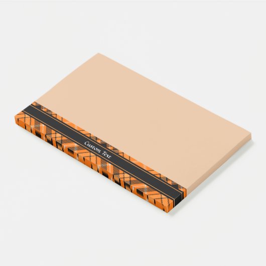 Halloween Orange Tartan Post-it Klebezettel (angewinkelt)