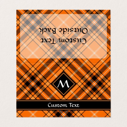 Halloween Orange Tartan Visitenkarten (Außenseite Aufgefaltet)