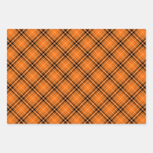Halloween Orange Tartan Wrapping Paper Sheets Geschenkpapier Set (Vorderseite 2)