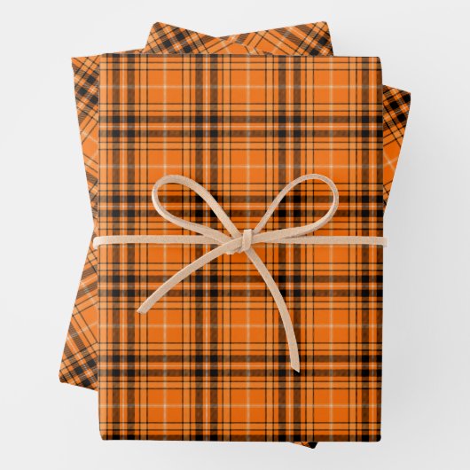 Halloween Orange Tartan Wrapping Paper Sheets Geschenkpapier Set (Beispiel)