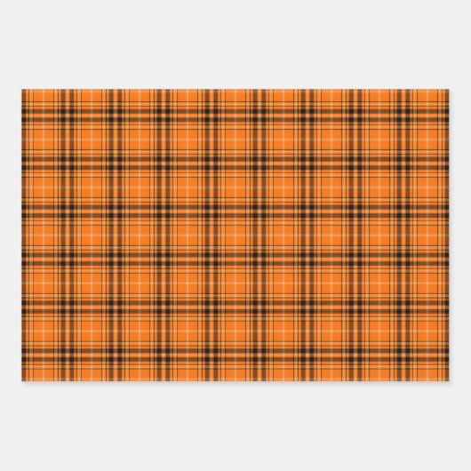 Halloween Orange Tartan Wrapping Paper Sheets Geschenkpapier Set (Vorderseite)