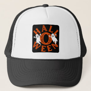 Halloween Orange Typografie Geister Truckerkappe