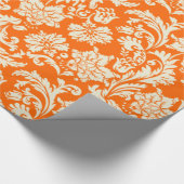 Halloween Orange- und Beige-Damaskus-Muster Geschenkpapier (Ecke)