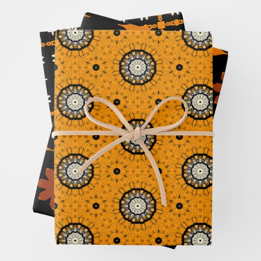 Halloween Orange und Black Abstrakt Pattern Geschenkpapier Set (Beispiel)