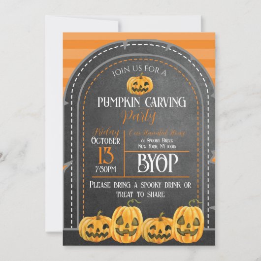 Halloween Orange und Black Pumpkin Carving Einladung (Vorderseite)