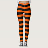 Halloween Orange und Black Stripes Leggings (Vorderseite)