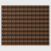 Halloween Orange und Schwarz Retro Blumenschädel Geschenkpapier (Flach)