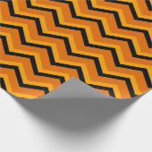 Halloween | Orange und Schwarz Zickzack Geschenkpapier (Ecke)