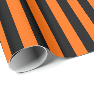 Halloween Orange und Schwarzer Streifen Geschenkpapier