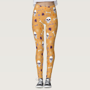 Halloween Orange und Skulls, Knochen, Spinnen & We Leggings