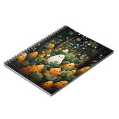 Halloween Orange und Weiß Geist im Wald Notizblock (Linke Seite)