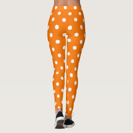 Halloween Orange White Polka Dots Pattern Kostüm Leggings (Rückseite)