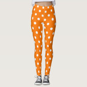 Halloween Orange White Polka Dots Pattern Kostüm Leggings (Vorderseite)