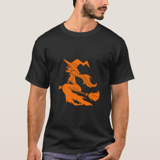 Halloween Orange Wich Silhouette T-Shirt